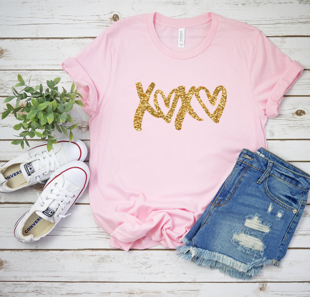 Valentines day outfit- Glitter shirt- Valentines day shirt- Valentine top-Glitter Valentines day shirt- Xoxo top- Shirt for valentines day-