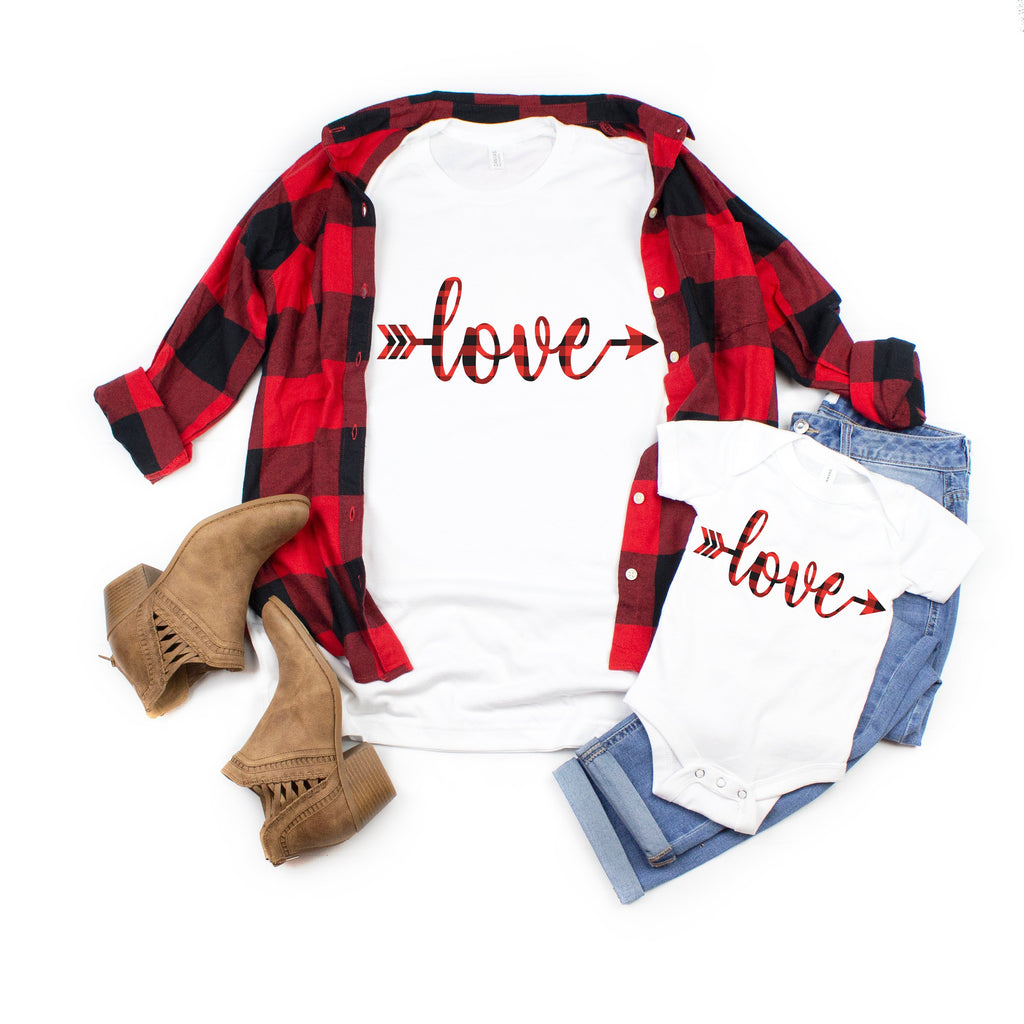 Buffalo plaid valentines day shirts - Love shirts- Valentine's day shirt  -Cute Mommy and me shirts  - Women's valentines day shirt-