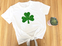 Women's Shamrock shirt, St Patricks day top, glitter shamrock shirt, St. pattys day outfit