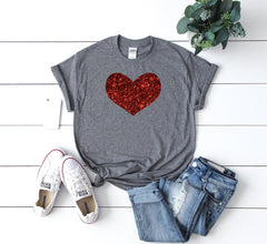 Women's valentines day shirt, Cute Valentines day shirt, Glitter heart shirt