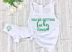 Lingerie set for him, custom gift for spouse, sexy sleepwear, St Patty's day lingerie, sexy lingerie, you're getting lucky tonight