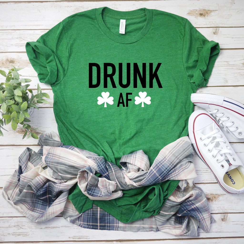 drunk af tee, st patricks day top, drinking top, shamrock top, women's st patricks day shirt