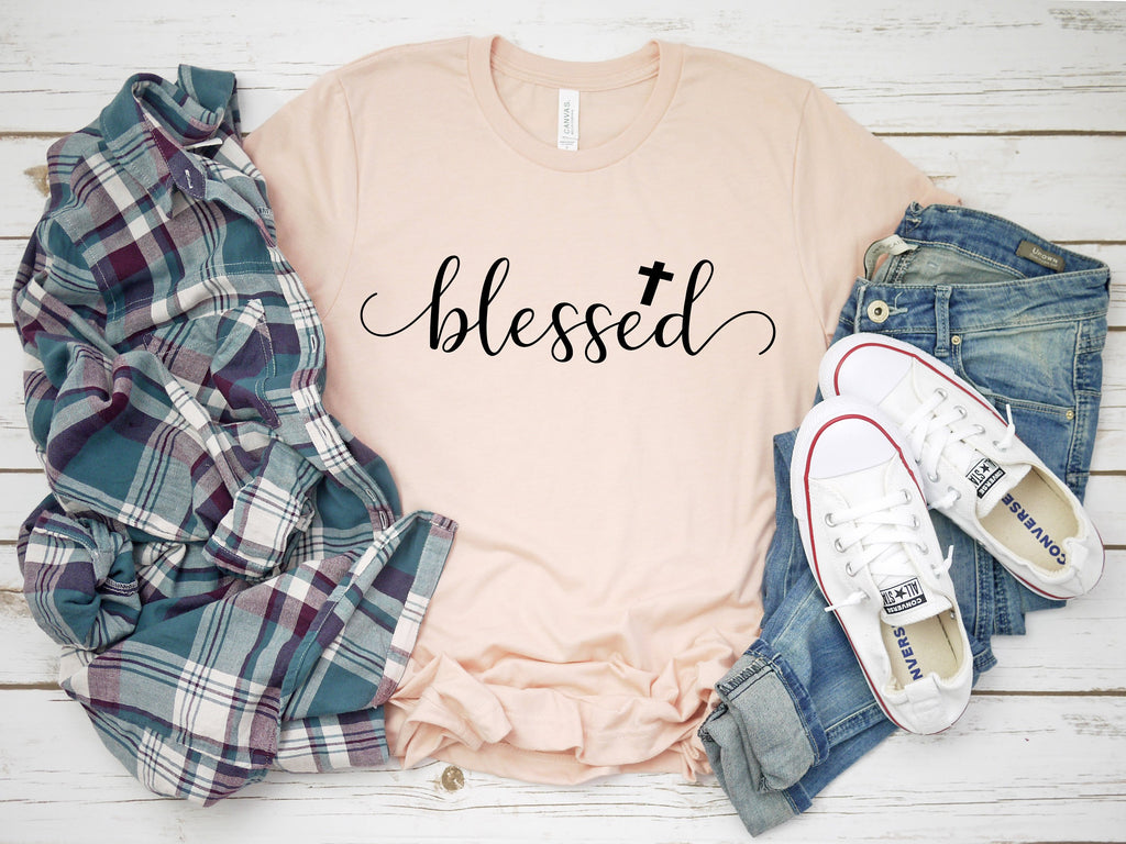 Womens Easter shirt - Womens blessed shirt -  blessed tshirt - Cross tee - Womens Christian apparel - Womens Christian shirt - Easter shirt