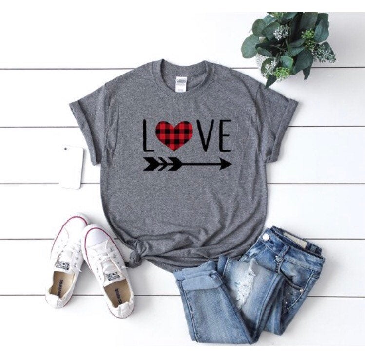 Valentines day outfit - buffalo plaid valentines day shirt - buffalo plaid heart shirt - valentines day gift - gift for her