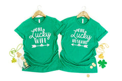 One lucky wife shirt- One lucky husband shirt  -Couple St. Patty's Day Shirts - Women's Shirt - St Patrick day shirt Men's - Matching shirts