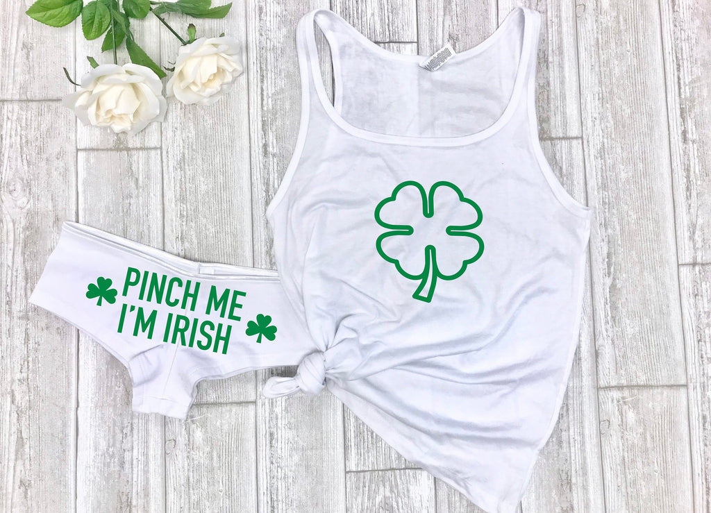Gift for him, Pinch me I'm Irish, Lingerie set for him, St Pattys gift for spouse, cute sleepwear, St Patty's day lingerie, sexy lingerie