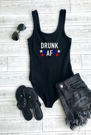 drunk af bodysuit, 4th of July bodysuit, cute body suit, fourth of July top,  body suit, drinking bodysuit, woman's outfit