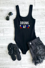 drunk af bodysuit, 4th of July bodysuit, cute body suit, fourth of July top,  body suit, drinking bodysuit, woman's outfit