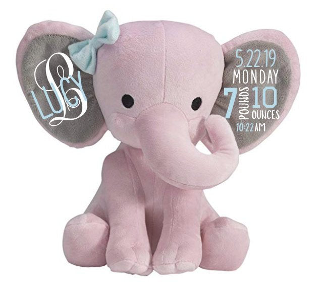 birth announcement elephant - keepsake elephant - baby keepsake - birth stat elephant - baby gift - personalized elephant - baby shower