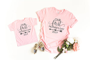 Our first mothers day, First mothers day gift, mom and daughter shirts, family picture shirts, mothers day gift for wife