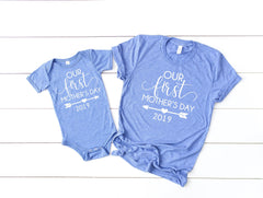 Mother's day gift for wife, Our first mothers day, First mothers day gift, matching mom and son, family picture shirts, Mothers day 2019