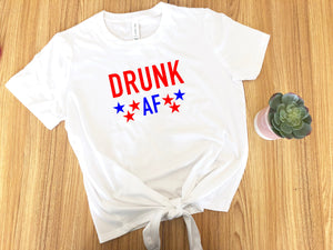 Cute Fourth of July Outfit, Crop top, Woman's shirt, 4th of July, Drinking shirt, drunk af, 4th of July outfit