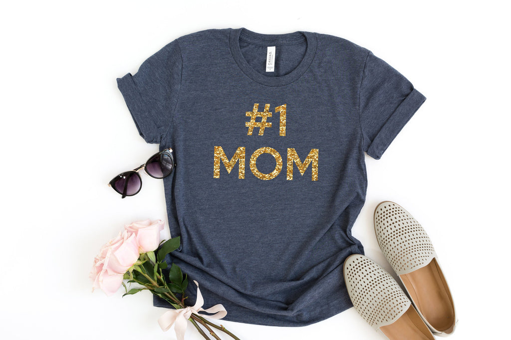 Best Mom t-shirt, Cute mom shirt, Woman's top, Number one mom, gift for mothers day, gift for wife, gift from children, glitter top