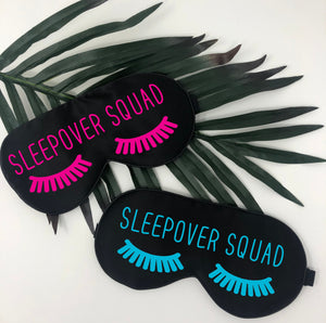 sleepover squad eye mask slumber party sleep mask, sleepover sleep masks, eyelash sleep mask, name sleep mask, slumber party sleep mask