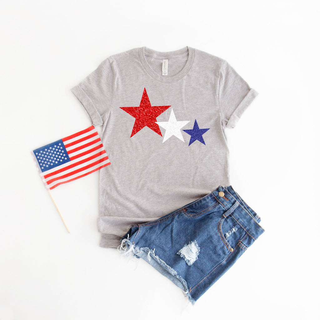 glitter star shirt, 4th of July womens shirt, red white and blue shirt, Glitter 4th of July shirt, patriotic shirt, 4th of July tee