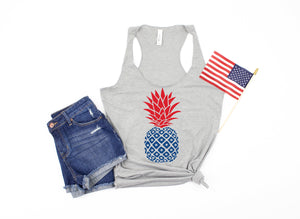 4th of july pineapple tank - star shirt - 4th of july tank -  womens 4th of july shirt - 4th of july shirt women - fourth of july tank