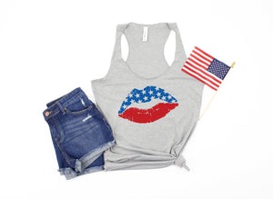 american flag lips shirt - star shirt - 4th of july tank -  womens 4th of july shirt - 4th of july shirt women - fourth of july tank