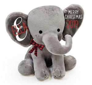 personalized Christmas gift - personalized Christmas keepsake - personalized stuffed elephant - unique Christmas gift for child