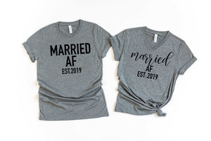 married AF shirts - wifey hubby shirts - honeymoon shirts - wifey t-shirt set - couples shirts - bride shirts -  groom shirts - bridal gift