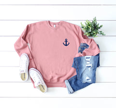 anchor sweat shirt - cute boating shirt - boating outfit - anchor top - cozy crew neck - gift for boater - new boat gift - anchor pullover