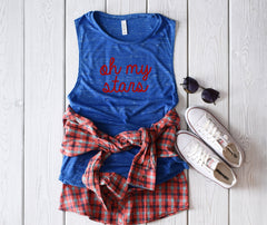 usa tank, oh my stars tank, fourth of July tank, patriotic tank, memorial day tank, 4th of July shirt, 4th of July tank top, red white blue