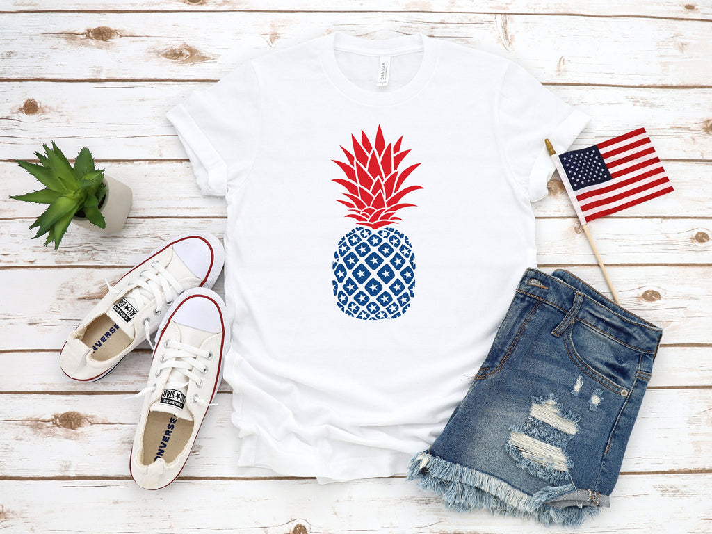 4th of july pineapple shirt, memorial day shirt, fourth of july shirt, 4th of july shirt, patriotic shirt, red white and blue shirt