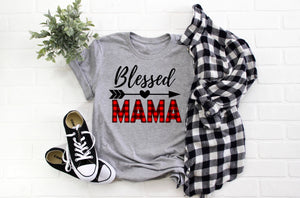 buffalo plaid tee - buffalo plaid blessed mama shirt - buffalo plaid blessed shirt - mom gift - gift for her - blessed mama tee - gift idea