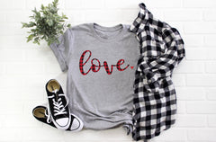 Buffalo plaid Valentines day shirt- Love shirt- Shirt for valentines day- Valentines day outfit- Valentines day shirt- Cute Valentine top-