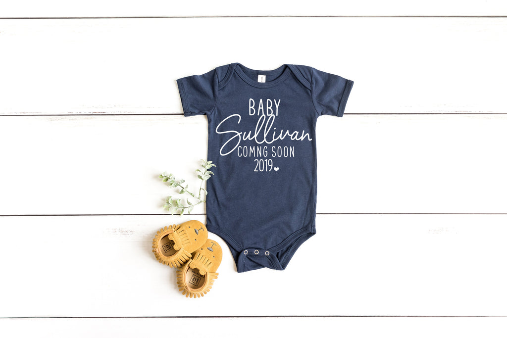 Coming Soon Pregnancy Announcement Personalized Baby Bodysuit