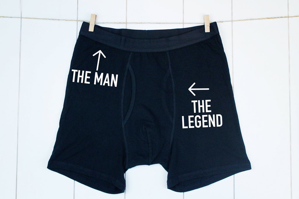 Personalised Boxers Custom Underwear Gift on Waistband and Leg