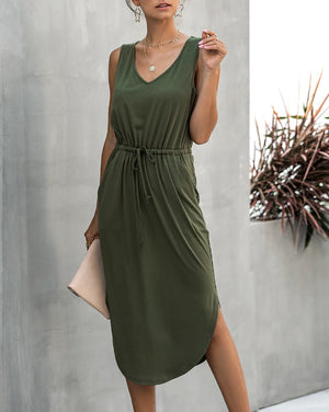 Summer Long Olive Dress